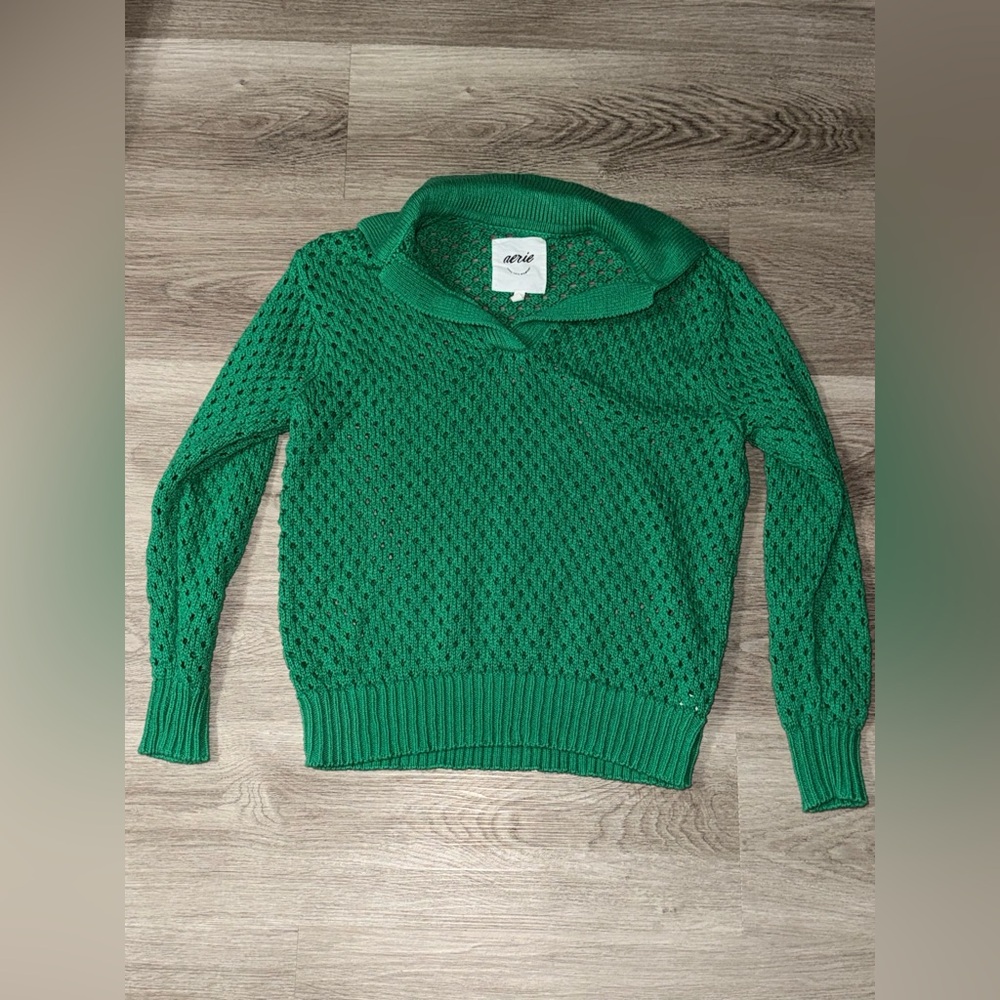 Aerie Emerald Green Cowl Neck Sweater